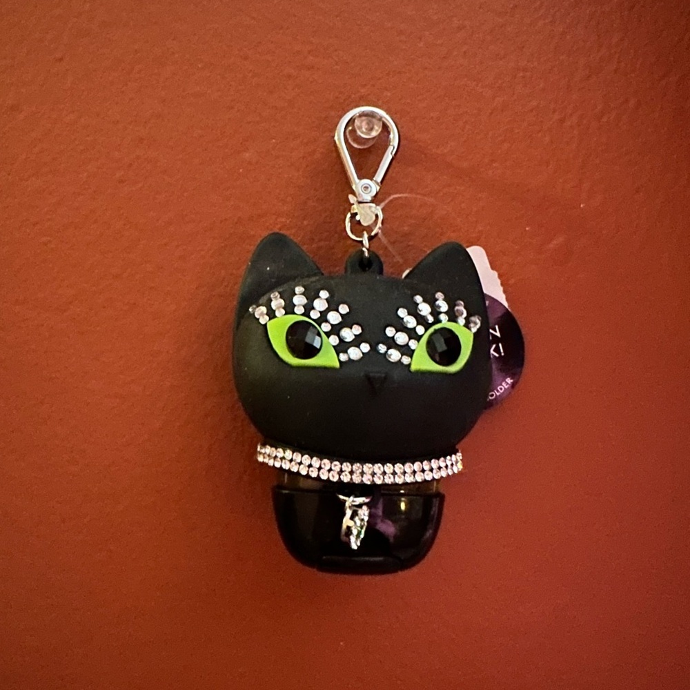 Bath and Body Works Black Cat Pocketbac Holder with Rhinestones